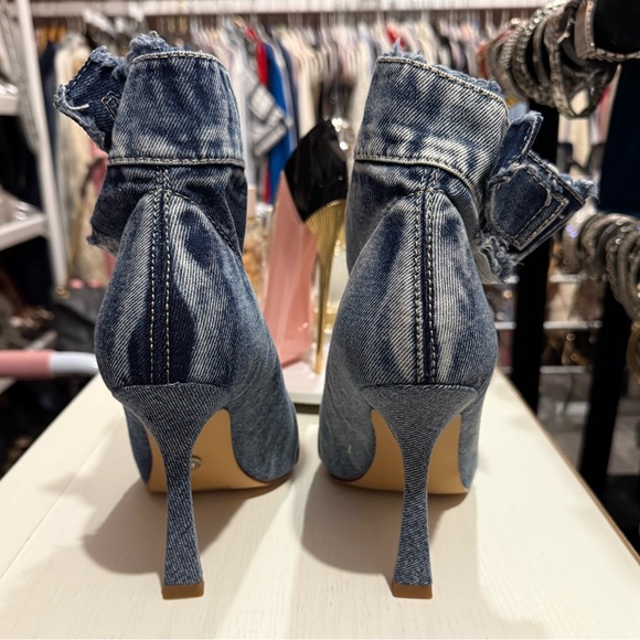 Azalea Wang Denim Open Toe Booties- Size 7 - Picture 4 of 5